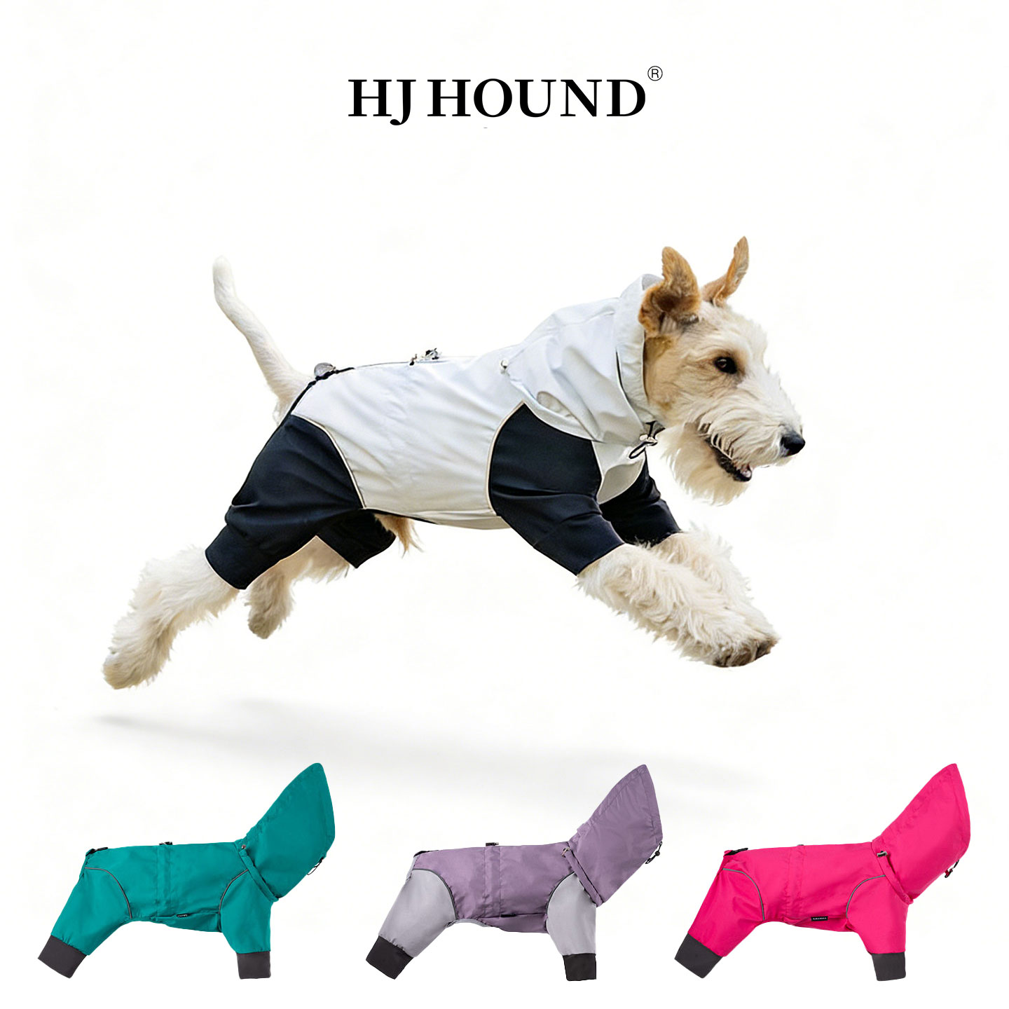 HJHOUND宠物防风雨户外狗冲锋衣四腿全包连帽大小狗通用狗狗衣服