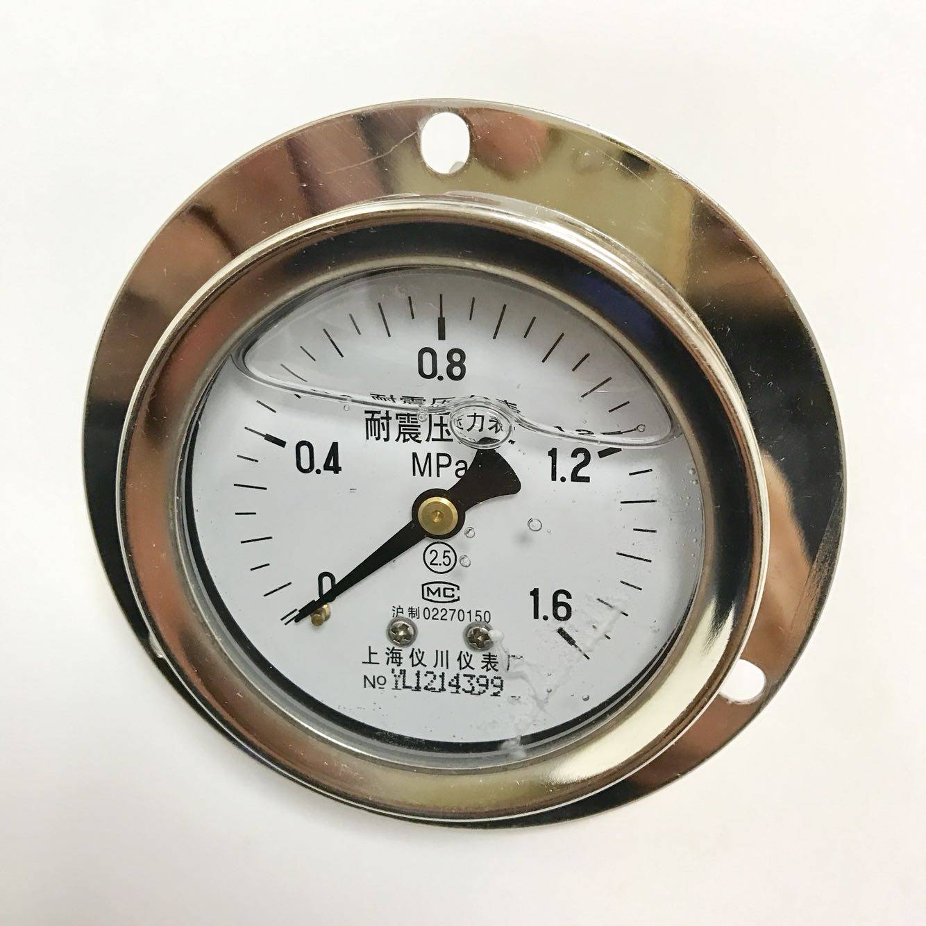 背接式带三孔固定圈耐震压力表 大圈直径87.5mm 背后61mm 1.6mpa