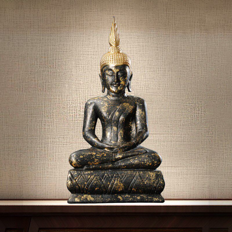 异丽泰国工艺品木雕佛祖佛头佛首摆件泰式佛像释迦牟尼禅意装饰品