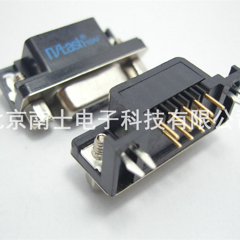 精工南士 镀金DR9母头 DR9孔 DB9串口接头 90度弯脚 插板式焊板式