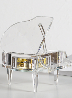 现代水晶钢琴音乐盒样板间玄关软装饰品客厅卧室家居创意