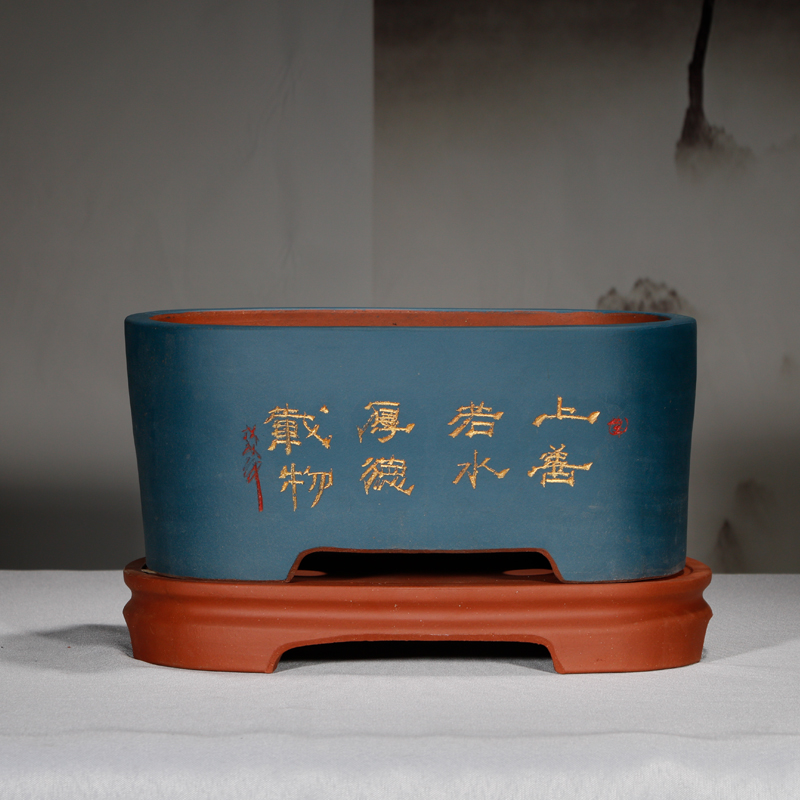 特大号盆景盆宜兴紫砂花盆梅花菖蒲阳台盆栽长方形马槽陶瓷促销盆