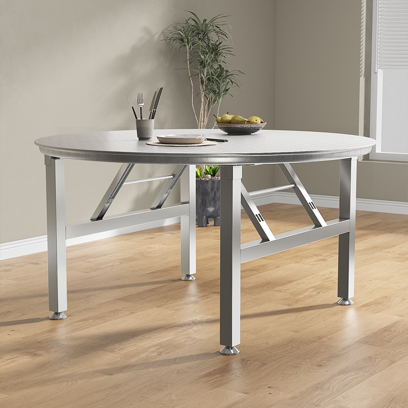 特厚不锈钢折叠桌烤火桌架家用餐桌宿租房学0不锈钢正方形桌子