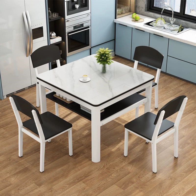 岩板正方形层餐桌家用小户型四方桌吃饭棋牌休闲桌子餐桌椅