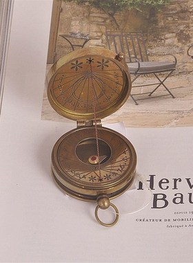 黄铜复古怀旧便携指南针指北针罗盘 欧式样板间高档装饰