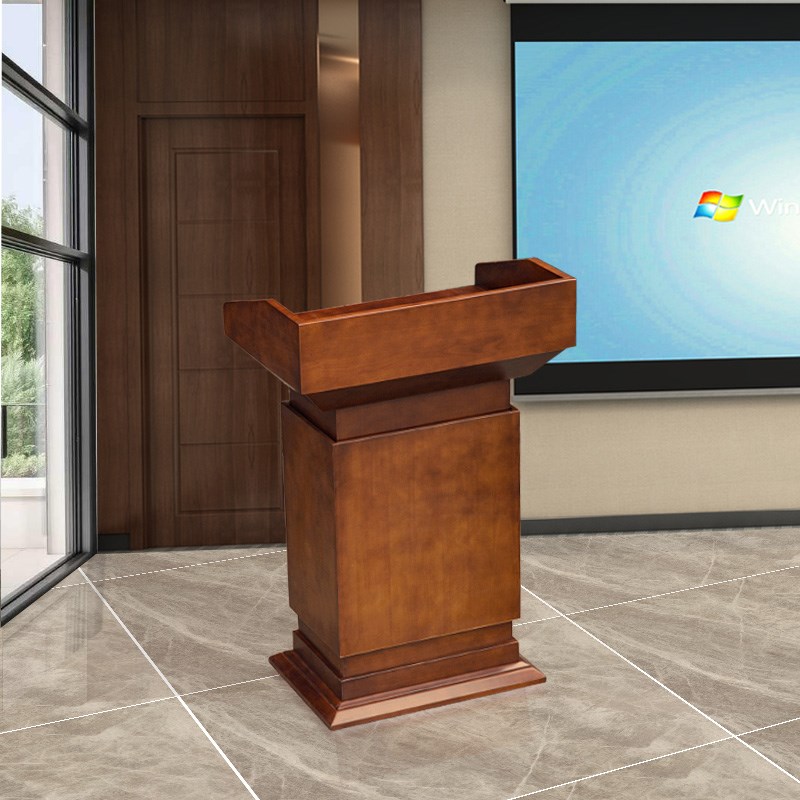 遥控升降会议室加大实木演讲台发言台迎宾接待台适合大型会议厅