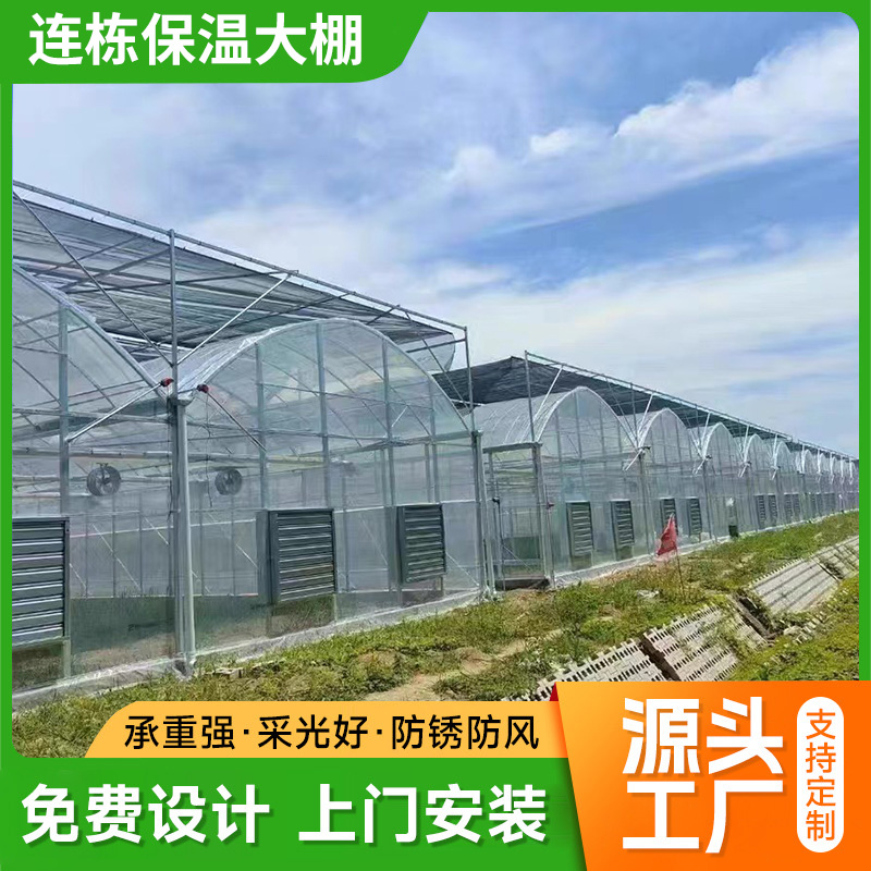 蔬菜养殖温室连栋大棚钢管骨架大全专用钢管家用玻璃温室