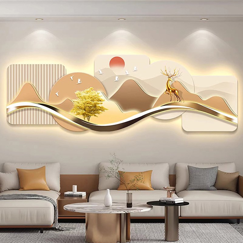 LED客厅高端装饰画新款沙发背景墙壁画高级感灯光画卧室床头挂画