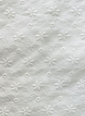 纯棉镂空绣花布打孔白色蕾丝面料9088棉布刺绣提花帽子服装辅料布