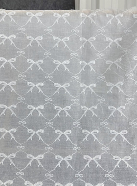 直销白色蝴蝶结水溶刺绣面料春夏季童装连衣裙9088棉布水溶绣花