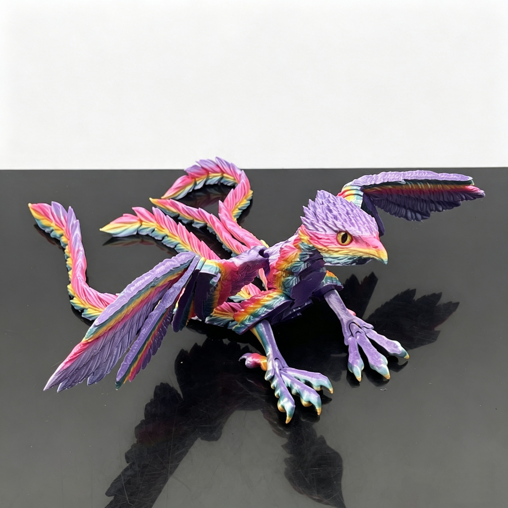 3D打印七彩凤凰神鸟可动摆件