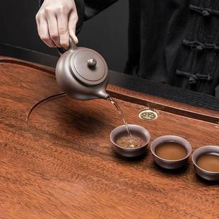 茶盘家用胡桃色实木茶台新款 托盘 排水式 轻奢现代一体式