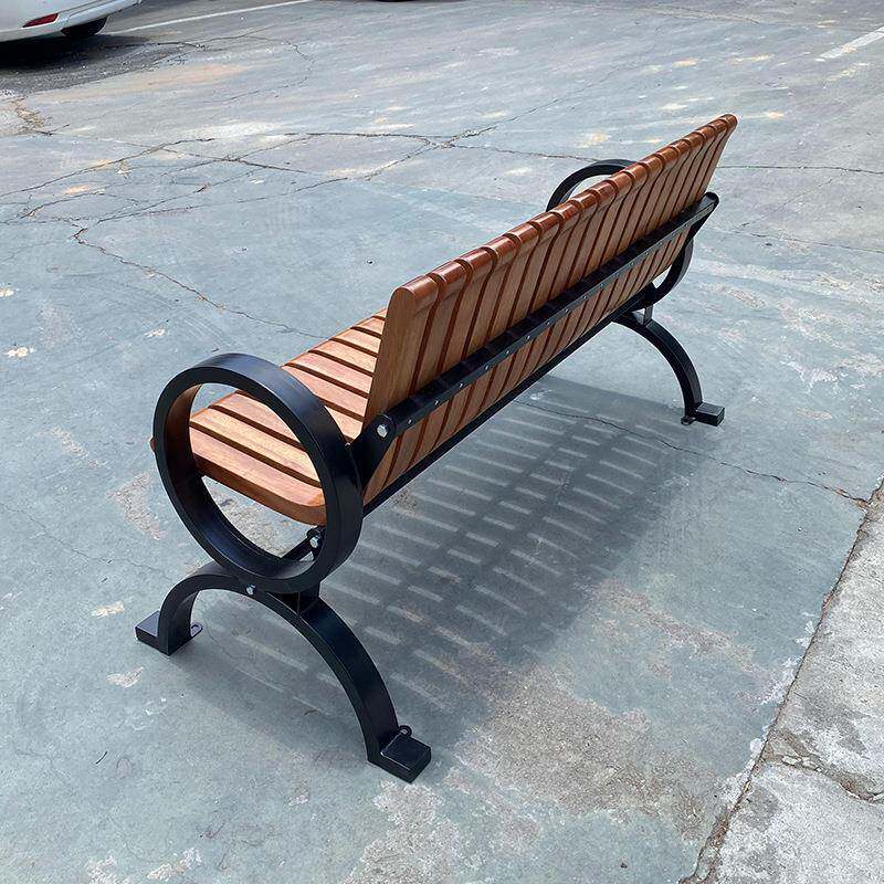 公园KEK椅户外靠背长庭椅长凳子铁艺休闲长场条室外院广腐防实木