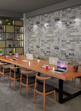 简约木现桌代实办公会工议桌电脑长BFX桌洽谈作台大型书桌长方形