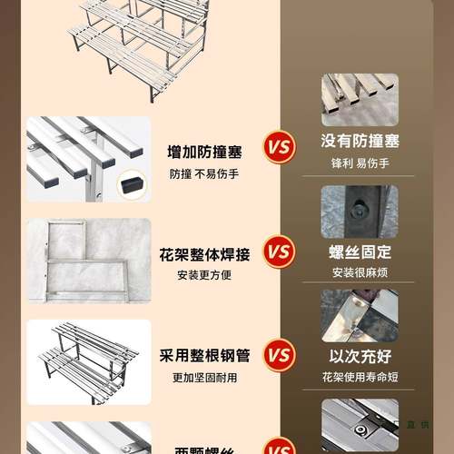 不锈钢阳台花架落地式层多肉多厅置物架阶HJJ花梯式户外客装饰盆