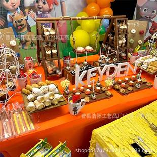 外派对品甜品木制双层服务托户盘梯架子支架带托盘甜蛋糕AIV架熟