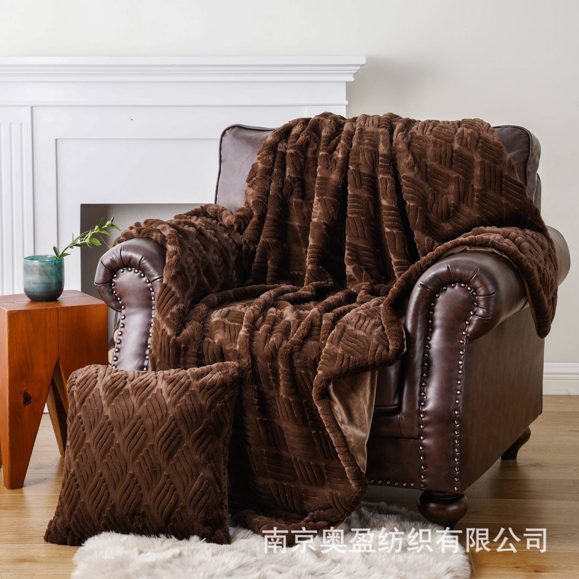 亚马逊冬季厚绒毯毛毯豪华人造毛皮毯仿小兔毛毯子装饰沙发毛皮毯