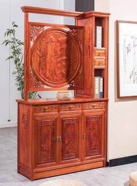 新中进玄关柜EHO式全实木入户屏风明仿古客清厅柜门隔断柜双面储