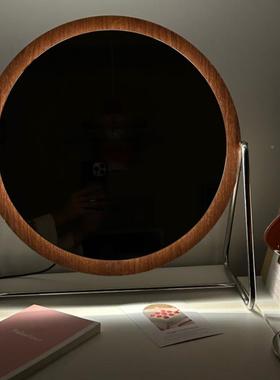 梳妆台木质EMB高端美网红圆形镜子妆镜化台式桌面妆梳妆古镜镜复