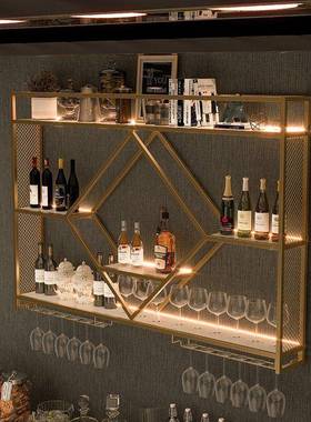 吧台ONG架厅铁艺壁挂式墙上酒柜酒置物架红展酒示架客厅酒吧餐挂