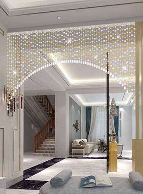 水晶珠网帘门帘XMK隔断帘子客厅过道装饰窗家用帘卧挂室玄关帘红