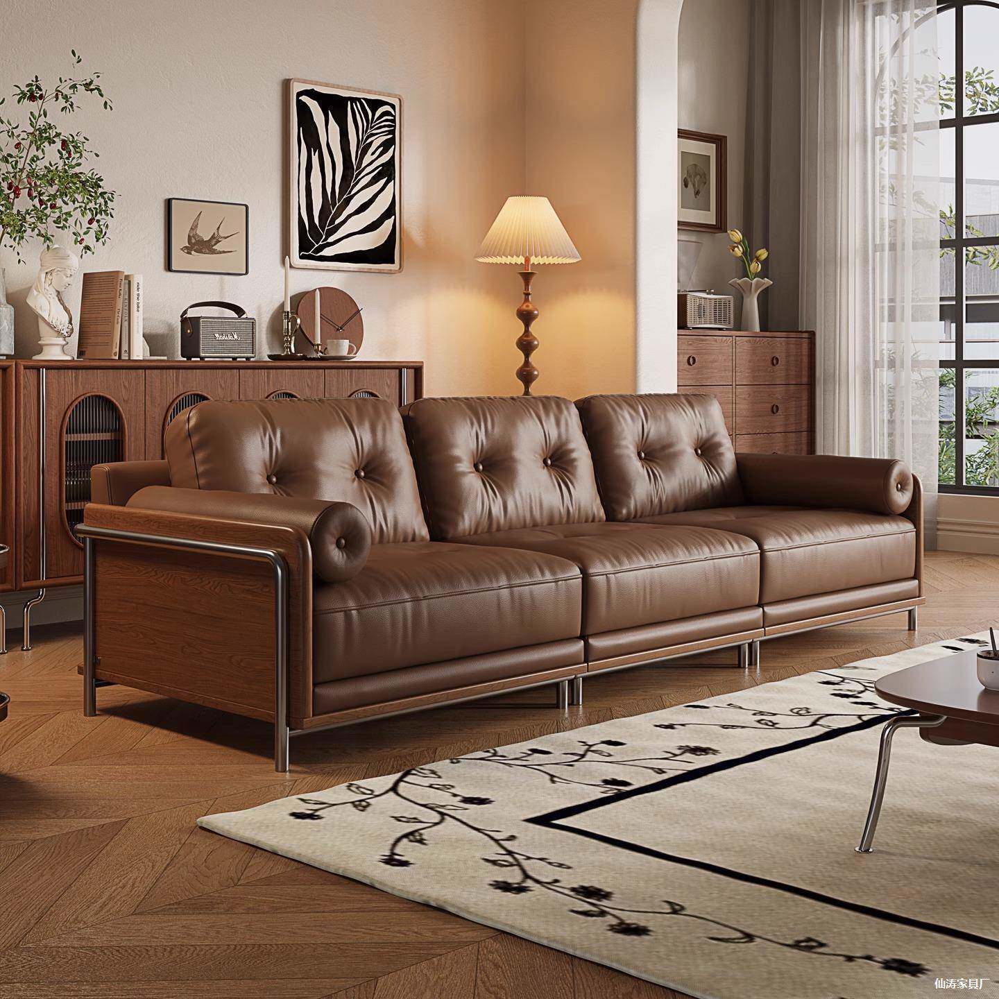 法式复古风雪尼尔绒布直艺发202厅5新款客小户型CIE中古沙风排沙