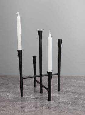 AOC简现代约创意黑色五烛头台样客板间书房酒柜家居厅玄关工艺品