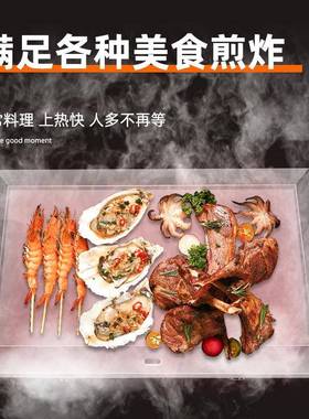 MY-PL820铭尚洋电扒炉商电用热机器加厚铁烧煎扒烤鱿鱼扒炉摆板摊