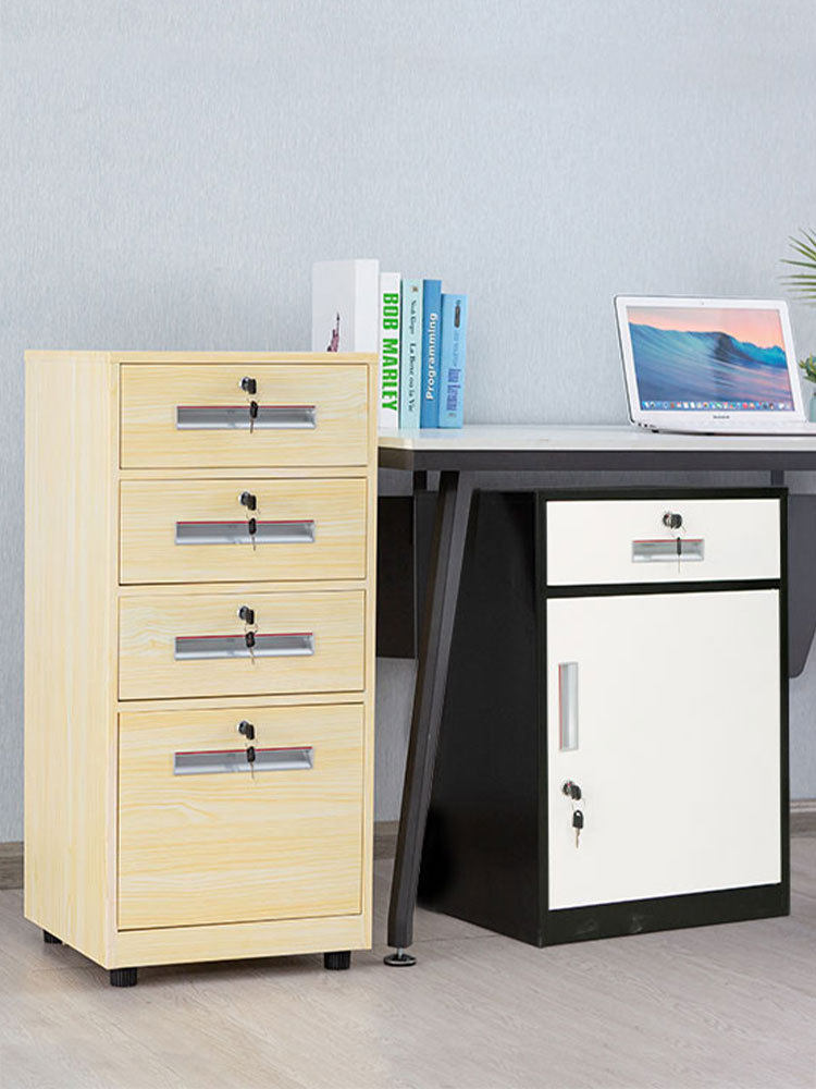 铁皮文件柜密码矮柜办公室桌下活动抽屉柜资料收纳带锁储物小柜子