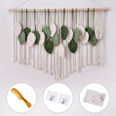 树叶西挂树叶款挂毯波亚风家居民宿卧室挂墙壁装饰壁树叶编织挂米
