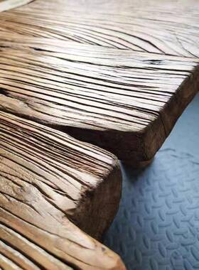 合门板仿古茶桌椅组老榆木OZP茶桌桌虫大板桌中式洞实木桌诧寂茶