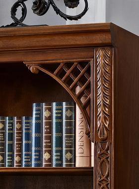 美式木书客厅书架落地家柜ZG-67274合用储物柜小书房实书橱组柜