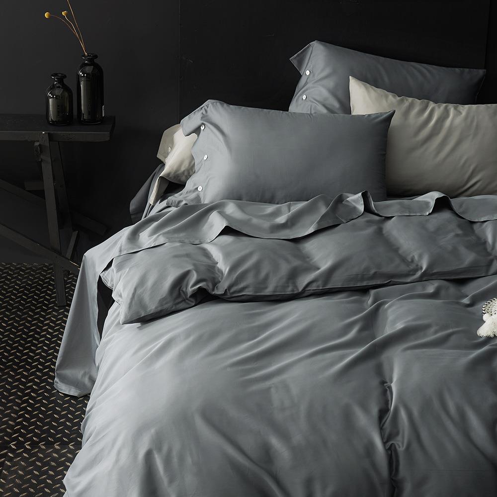 棉60支贡缎绒长棉四件简约纯棉套被套床单SS60长绒民宿床全上用品
