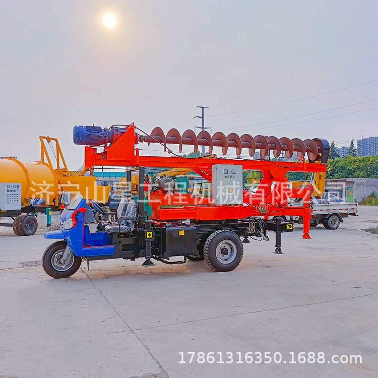 开春建房螺旋地基打桩机 三轮车改装螺旋引孔机 小型钻孔工程钻机