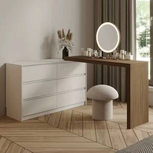 卧室实木梳妆台收纳柜组合一体多功能小户型轻奢风化妆桌床尾斗柜