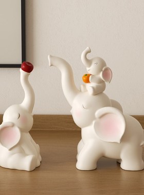 一家三口大象摆件高级感亲子象客厅电视酒M柜新房子乔迁礼物装饰