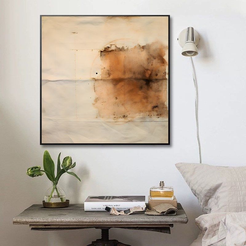 侘寂赤贫风客厅装饰画现代抽象艺术玄关J挂画沙发正方形壁画餐厅,家居饰品,现代装饰画,淘宝优惠券,粉丝福利购,淘宝优惠卷