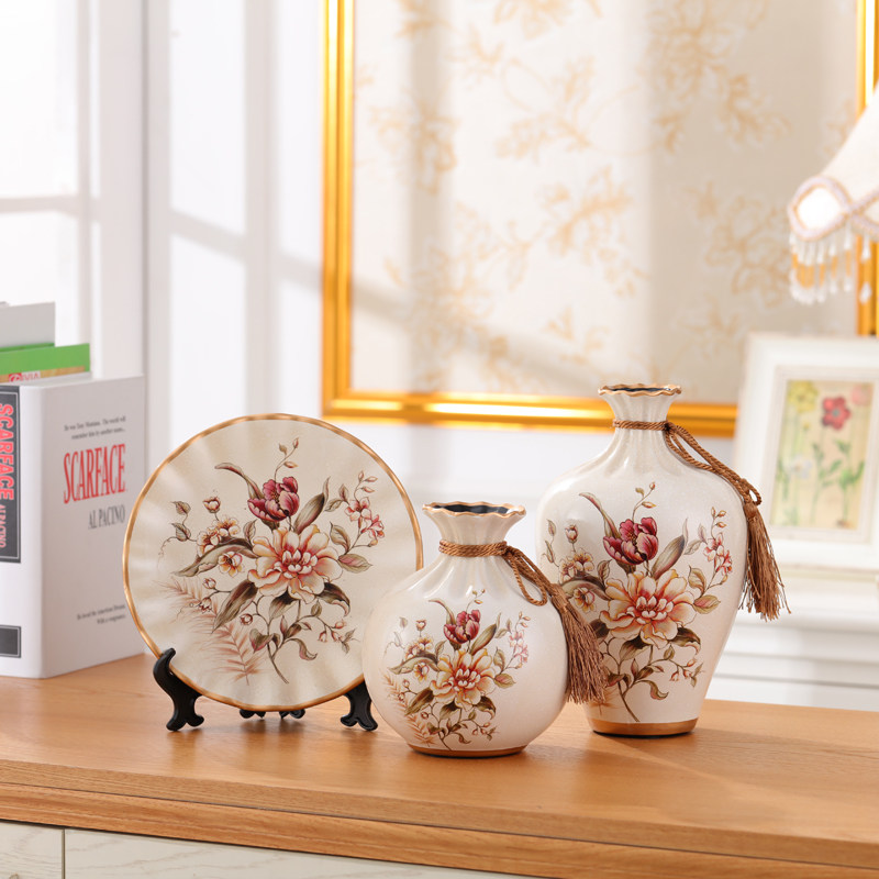 创意饰品瓶陶瓷i插花瓶三件套花瓶装饰摆件花插欧式客厅摆件 陶瓷,家居饰品,花瓶,淘宝优惠券,粉丝福利购,淘宝优惠卷