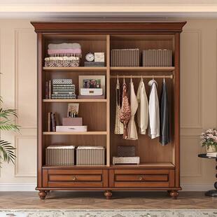 美卧式复古实木PRA推拉门衣柜室家用.5米桃花心木小户型1储大物衣