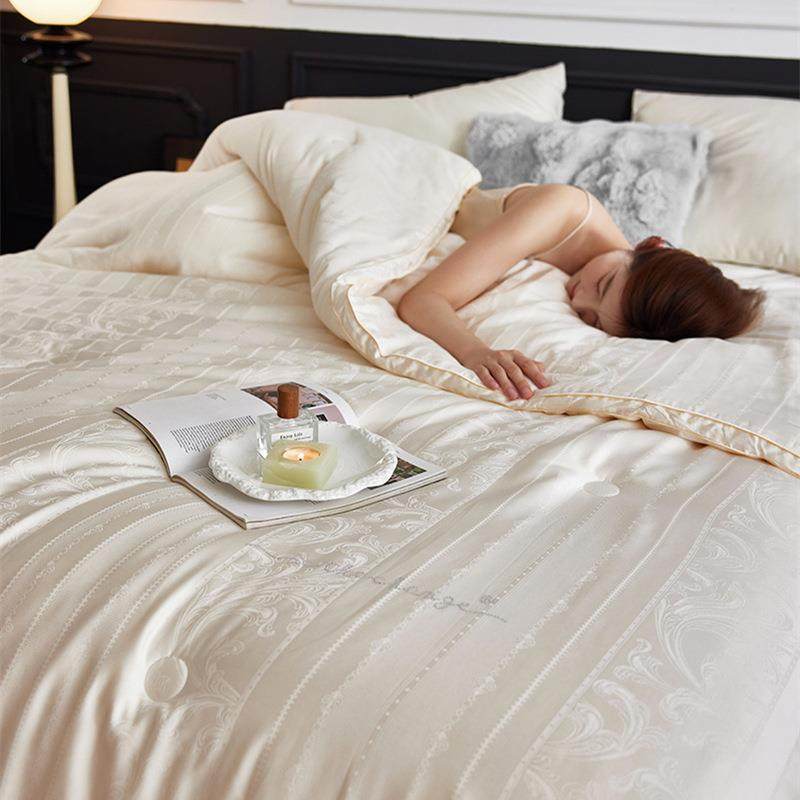 轻高80S大提花厚天丝端棉大豆被春MWDM秋被秋冬加保暖冬被双人被