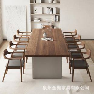 实木会谈议桌接待洽办公电板脑桌LHZJY-78大书桌桌原木长长条桌子