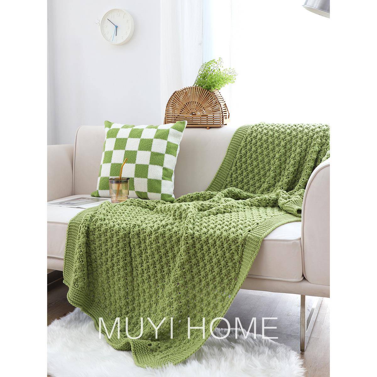 O纯Q5M春夏清新色豆豆毛毯民宿店酒尾毯针织毯客厅沙F77JS589发盖