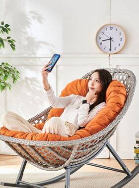 躺椅家用客厅阳IAW台闲摇椅单人摇午休懒人椅户庭院休藤编大人摇