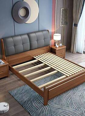 木m金丝胡桃实木床1.8EMD米双人床新式1.5单人床高中箱储物床