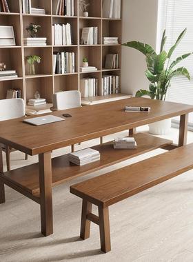 严wyy20241选习实书木书房大长书桌学桌长方形长条电脑桌工作写台