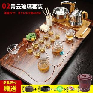 億唐實木茶盤全自動茶具套裝 紫砂陶瓷四合一電磁爐 家用一體式