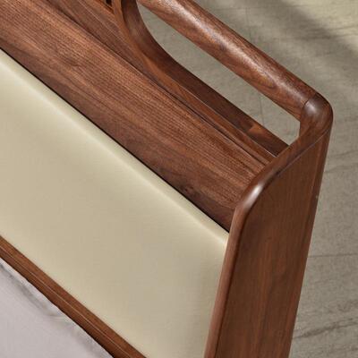 北美黑胡科桃木床布LRR软包床现技代简约人实木床1.8米卧室双床婚