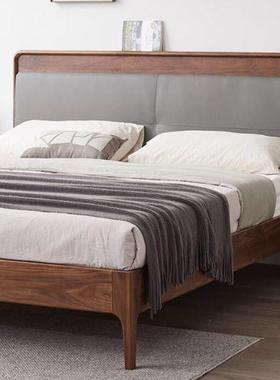 RRF北美黑木桃床科技布软包胡床现代简约实木床18.米卧室双人床婚