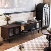 法复古实木式 电视色柜黑美式 小户型物客厅家用收纳HDD储柜中古风