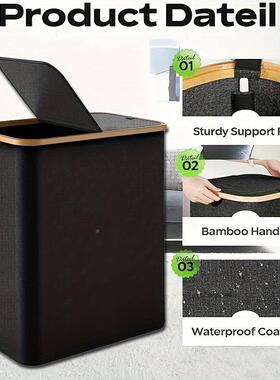 热销日式竹制可折叠脏衣艺ZYL-063-篮带盖大号洗布衣衣篮脏篓脏衣